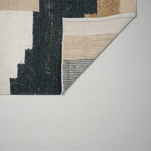 Alfombra Durrie de Lana Hecha a Mano, Moderna, Abstracta, de Tejido Plano, con Patrón Geométrico, Ecológica, Apta para Mascotas, Beige y Negro - Product Image 6