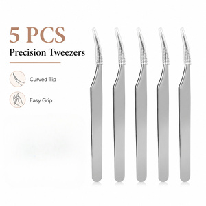 Pinzas Curvas Premium para Extensión de Pestañas, Herramienta Profesional de Acero Inoxidable para Aislamiento de Pestañas, para Maquillaje y Aplicación en Salón - Product Image 4