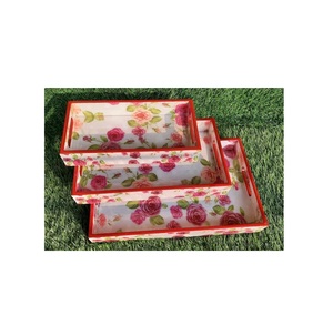 Plateau de service décoratif en MDF imprimé, de qualité antique, pour le rangement et le service des aliments, forme rectangulaire, très vendu - Product Image 2