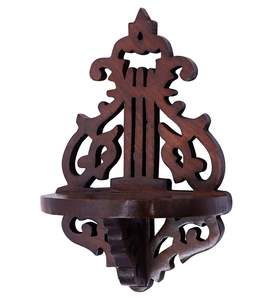 Estante de Madera para Montar en la Pared, Color Nogal, 30 x 12 x 13 cm, Paquete de Uno, Estilo Rústico Francés, Elegante, Floral, Hecho a Mano para el Hogar - Product Image 3