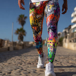 กางเกงเลกกิ้งออกกำลังกายพิมพ์ลายสำหรับผู้ชาย กางเกงเลกกิ้งแบบรัดรูปสำหรับออกกำลังกายในยิม กางเกงเลกกิ้งซับลิเมชั่นสำหรับผู้ชาย - Product Image 3