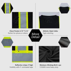 Camisa de Trabajo de Seguridad para Soldadura, Manga Larga, ZUNEZI, Personalizable, ANSI Clase 1, con Luz LED Intermitente, Impermeable, Logotipo Reflectante de Alta Visibilidad - Product Image 6