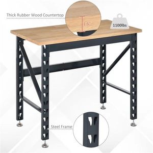 Adjustable 45\" Woodworking Workbench with Footpads and Wood Tabletop for Tool Table Use - Product Image 6
