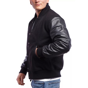 New Arrival 2026 High Quality Casual Usage Outdoor <b>Leather</b> Sleeves <b>Jacket</b> Durable Letterman Wool <b>Leather</b> Sleeve Varsity <b>Jacket</b> - Product Image 4