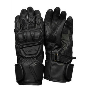 Guantes de Motociclismo de Cuero Negro Mate de Primera Calidad, Antideslizantes, Reforzados en la Palma y con Protección para los Nudillos, Equipo de Carreras Profesional - Product Image 1