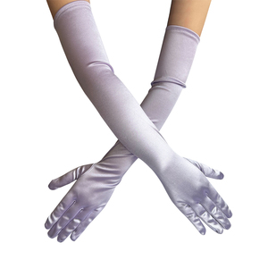 Gants de mariage élégants en satin blanc, vert, noir et violet, longueur opéra, pour femmes et filles, 55 cm de long, couvre-mains pour événements et danse - Product Image 2