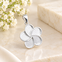 Pendentif Breloque Fleur Vierge en Argent Sterling 925 de 18 mm pour Femme, pour Résine, Cendres, Lait Maternel, Commémoratif, Écologique, Bijou Plaqué Or 14 carats