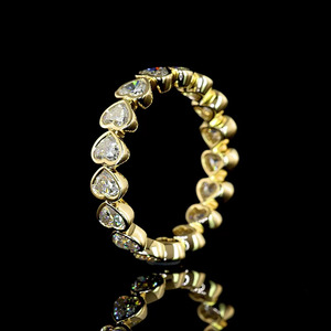 Anillo de Boda Vintage con Diamantes Cultivados en Laboratorio en Forma de Corazón, Engaste de Bisel, Oro 10K 14K 18K, Plata 925 935, Bañado en Rodio, Personalizado - Product Image 3