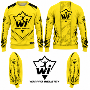 Sudadera de Cuello Redondo con Estampado de Sublimación Amarillo para Hombre, Marca Warpro Industry, Corte Regular, Ropa Casual de Otoño - Product Image 3
