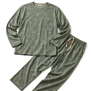 Amkoor <b>Men's</b> Lightweight Classic Style Long Sleeve Knitted <b>Pajama</b> <b>Set</b> 100% Cotton Casual Sleepwear Summer Wear Machine-Washable - Product Image 5