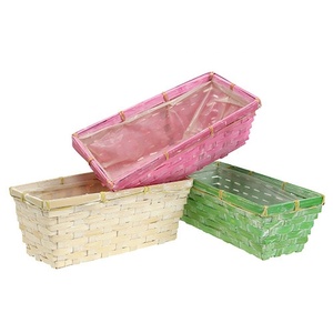 Pot de fleurs rectangulaire en bambou tressé, traditionnel et simple, fait main, idéal pour les cadeaux de fête, la décoration de ferme et le jardin - Product Image 5