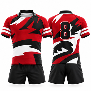 Customized Men Sublimation Rugby <b>Shirts</b> Shorts Set Custom Team Name Printed Quick Dry Breathable 100% Polyester Sportswear - Product Image 2