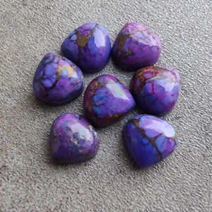 Cabochon Cœur en Cuivre Violet et Turquoise Poli, Dos Plat, Pierre Calibrée, Pierre Libre pour la Fabrication de Bijoux, Toutes Tailles Disponibles - Product Image 3