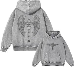 Custom Print Acid Wash Hoodies Personalized Vintage Streetwear Pullover with Business Logo High End Quality Cotton Fleece - Product Image 3