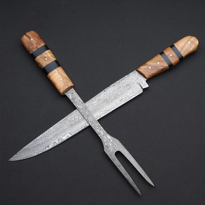Juego de Cuchillos de Cocina de Acero de Damasco Hechos a Mano (2 Piezas) con Mango de Madera, Diseño Ambidiestro, Hoja de 12 Pulgadas - Regalo para Chef Profesional - Product Image 5