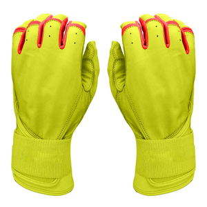 High Visibility Neon Yellow Red Leather Batting Gloves Pro Grip Shockproof Youth Adult Custom Softball Baseball Gloves - Product Image 2