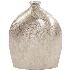 Vase de luxe plat en forme de globe, à rainures radiales, couleur peltine métallisée, avec motif étoilé abstrait, pour console - Product Image 4