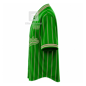 Custom Alpha Kapa Alpha sorority <b>T</b>-<b>shirt</b> short sleeve logo on front green and pink color striped <b>shirt</b> for female Greek apparel - Product Image 4