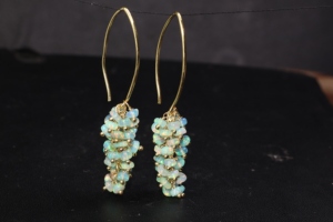 GOODSTONE JEWELS HM 27 Handmade Silver Plated Opal Beaded Cluster French <b>Hook</b> Style Multicolor Boho Dangle Statement <b>Earrings</b> - Product Image 6
