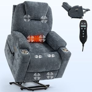 Poltrona Reclinabile Elettrica in Ciniglia Resistente fino a 160 kg con Massaggio a Vibrazione a 8 Punti e Meccanismo di Riscaldamento Lombare - Product Image 2