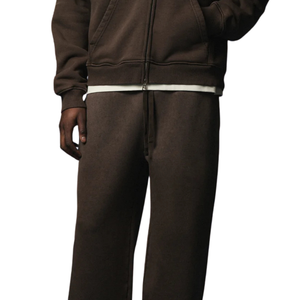 Ensemble de survêtement pour homme avec sweat à capuche zippé et pantalon droit, coupe décontractée, tenue décontractée deux pièces, étiquette personnalisée, OEM ODM, vente en gros - Product Image 4