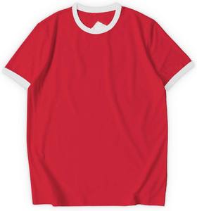 Mens <b>White</b> Ringer T-Shirt Red Collar Sleeve Crew Neck Casual Retro <b>Tee</b> 100% Cotton Breathable Quick Dry - Product Image 4