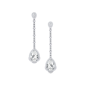Boucles d'oreilles pendantes en or massif 14K 18K avec diamants de laboratoire taille poire, personnalisées, D VVS certifiées IGI, 4 carats au total, luxe - Product Image 2