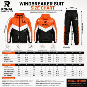 ชุดวอร์มมีฮู้ดสำหรับผู้ชาย RONAL SPORTS แบบซิปเต็มตัว สีสันตัดกัน สไตล์สปอร์ต กันลม สีดำ ส้ม ขาว ระบายอากาศได้ดี ทรงปกติ - Product Image 6