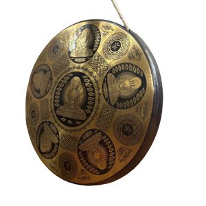 Gong tibétain traditionnel artisanat en métal Yoga méditation cloche chantante avec décoration de guérison sur le thème du bouddhisme - Product Image 3