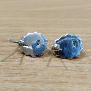 Blue Flash Labradorite <b>Silver</b> <b>Stud</b> Earrings Small Teardrop Gemstone Set In Beaded Frame Dainty Cute Jewelry - Product Image 3