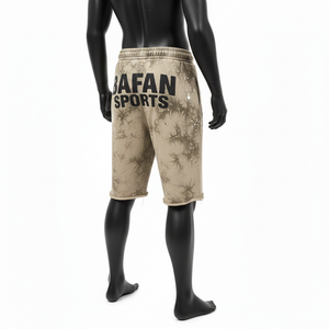 Pantalones cortos de algodón con efecto lavado ácido para hombre, 320 GSM, beige vintage, negro, con parche de logotipo bordado personalizado, estilo streetwear. - Product Image 5