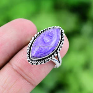 925 Sterling Silver <b>Statement</b> <b>Ring</b> with Purple Charoite Handmade Classic Style Jewelry Birthday or Anniversary Gift for Women - Product Image 4