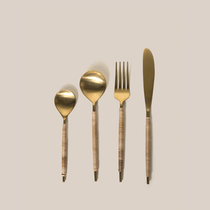 Stainless Steel Spoon With Rattan Handle Cutlery <b>Set</b> for Business <b>Gifts</b> Customized Steel Spoon At <b>Cheap</b> Price - Product Image 3