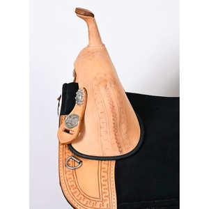Selle de cheval western en cuir véritable marron sur mesure, équipement d'équitation de cowboy, équipement équestre haut de gamme avec étriers et sangles - Product Image 3