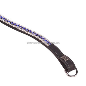 Chaîne en cristal multicolore de créateur à 5 rangées de 18mm Bandeau en cuir véritable avec boucles et anneaux cousus - Product Image 2