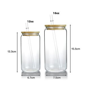 Verre à bière en sublimation de 16 oz avec couvercle en bambou et paille - Lot de 25 - Product Image 2