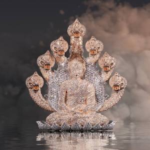 Pendentif personnalisé Bouddha en moissanite, plaqué rhodium, argent 925, serti de pierres, bijoux unisexe - Product Image 2