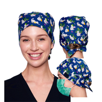 Vente en gros de chapeaux d'infirmière en satin de coton pur logo personnalisé accessoire de gommage d'infirmière chirurgicale lavable uniforme chirurgical d'hôpital