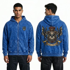 Sudadera con Capucha Beige Extra Grande Personalizada para Hombre, Estampado Vintage de Cartas del Tarot, Estilo Urbano, Sudadera de Felpa Francesa Gruesa, Sudadera con Capucha con Gráfico de Vampiro - Product Image 4