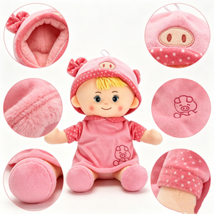custom Pink pig baby rag <b>doll</b> plush toy, toddler soft comfort <b>doll</b>, plush baby <b>doll</b> with pig hat, stuffed bedtime security <b>doll</b> - Product Image 1