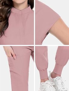 ชุดยูนิฟอร์มพยาบาลแบบ unisex สำหรับโรงพยาบาล ชุดสครับสำหรับงานด้านการแพทย์และสุขภาพ ผ้าผสมฝ้ายเนื้อนุ่ม ระบายอากาศได้ดี ป้องกันรอยยับ แขนสั้น - Product Image 6