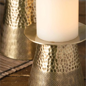 <b>Hammered</b> Metal Candle <b>Holder</b> Set – Decorative Iron Pillar Candle Stand for Home Decor <b>Hammered</b> Candle Pillar Brass Candle Stands - Product Image 3