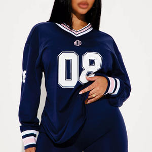 Nouveau maillot de football d'été pour femmes, uniforme imprimé à manches longues, respirant, séchage rapide, 100% polyester, maillot de football américain - Product Image 6