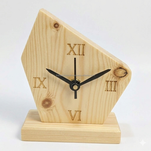 Horloge de bureau miniature en bois de pin artisanale de luxe, décoration de table pour la maison ou le bureau, article cadeau en bois - Product Image 4