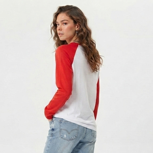 T-shirt ample à manches longues et col rond pour femme, style raglan, décontracté, 100 % coton, idéal pour le jogging - Product Image 2
