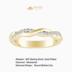 แหวนแต่งงานครบรอบแต่งงานประดับเพชรโมอิสซาไนต์ทรงบิดเคลือบทอง 18K เครื่องประดับหรูหราสำหรับผู้หญิง - Product Image 6