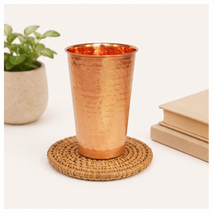 Pure <b>Copper</b> Hammered Tumbler for Ayurvedic Health Benefits Handcrafted Eco-Friendly Drinking Water Glass Metal <b>Cup</b> - Product Image 4