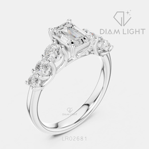 Bague de fiançailles en or blanc 14 carats avec diamant de laboratoire de 1,005 carats, taille émeraude, pierres latérales, bague de mariée, certifiée IGI, bijoux fins pour femmes - Product Image 2