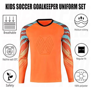 ชุดเสื้อเจอร์ซีย์และกางเกงขาสั้นสำหรับเด็กผู้ชาย ชุดยูนิฟอร์มผู้รักษาประตูแขนยาวสำหรับเด็ก ชุดผู้รักษาประตูฟุตบอลเยาวชน ระบายอากาศได้ดี เหมาะสำหรับการเล่นกีฬา - Product Image 4