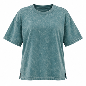 เสื้อยืดทรงสบายสำหรับผู้หญิง ลวดลายย้อมสีแบบแอซิดวอช เหมาะสำหรับผู้หญิงที่ชอบสไตล์ลำลอง เสื้อยืดย้อมสีแบบแอซิดวอช ผลิตจากผ้าฝ้ายคุณภาพสูง - Product Image 1